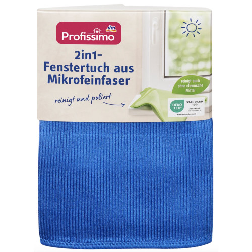 Салфетка из микрофибры для окон, стекол и зеркал Profissimo 2 в 1, 35 × 40 см, 1 шт.